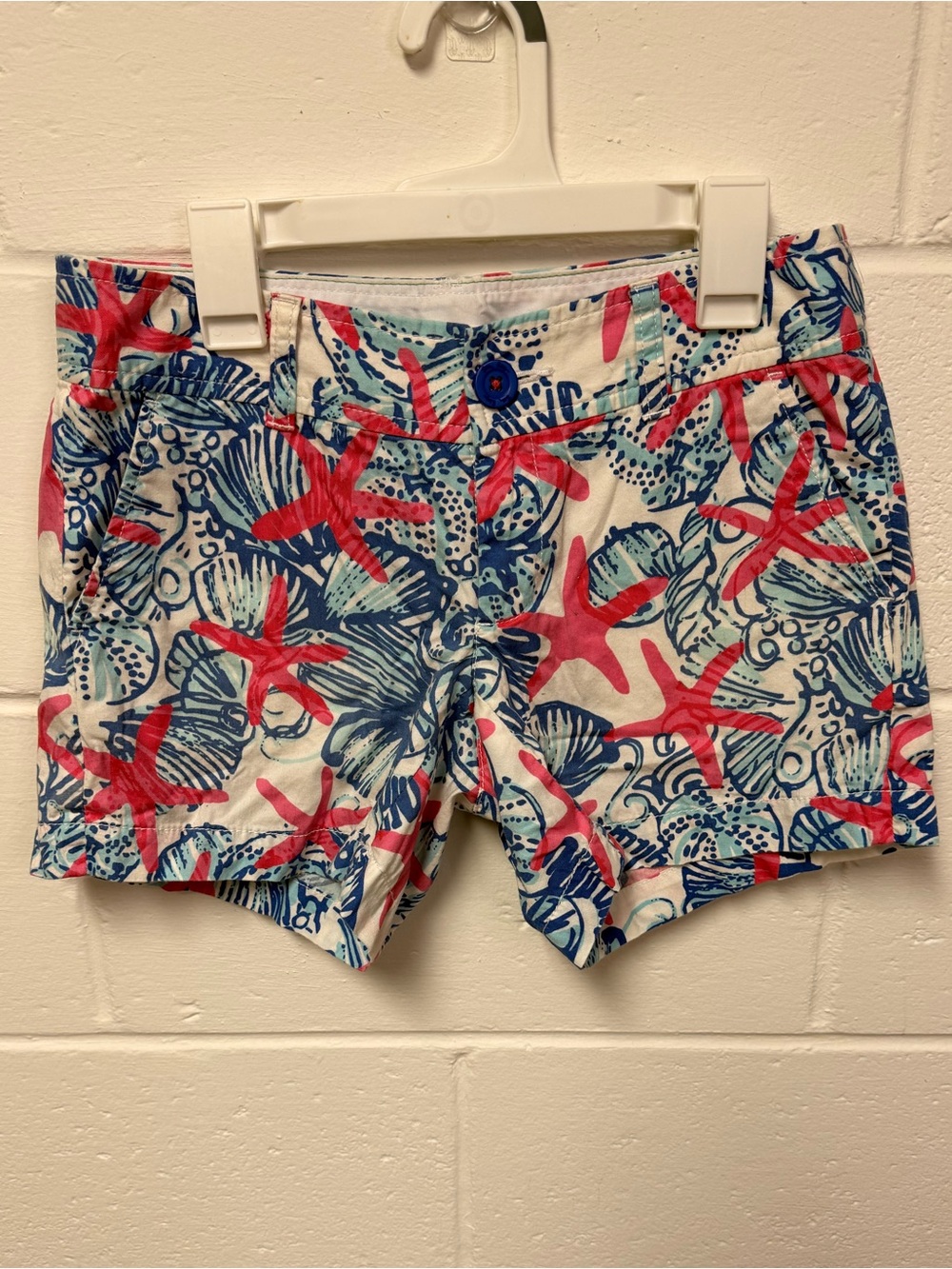 Lilly Pulitzer Starfish Print Cotton Shorts - White/Blue/Pink